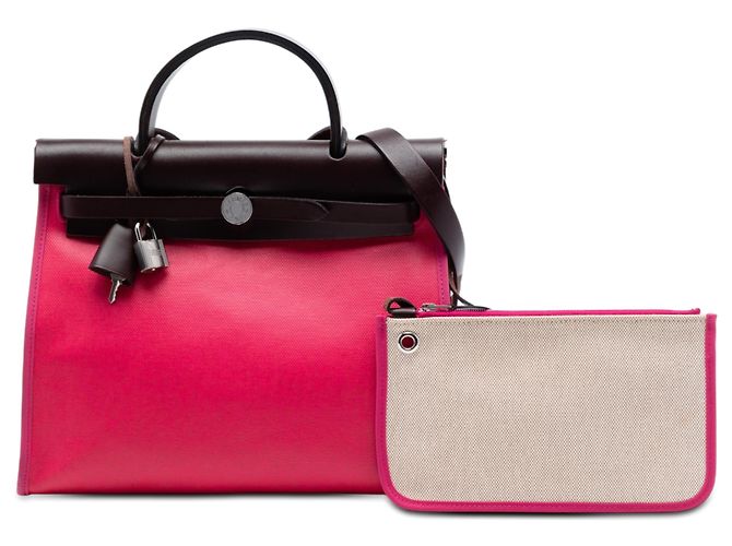 Hermès Pink Toile H Berline Herbag Zip 31 Rosa - vista 7
