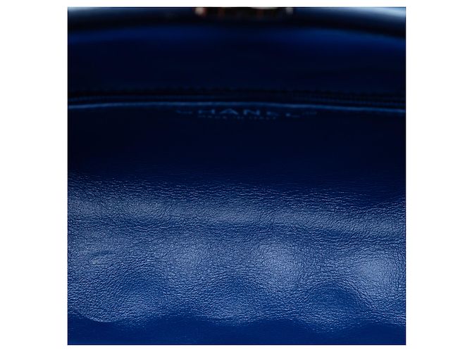Clutch Chanel Blue Quilted Patent Timeless Kiss Lock - vista 4