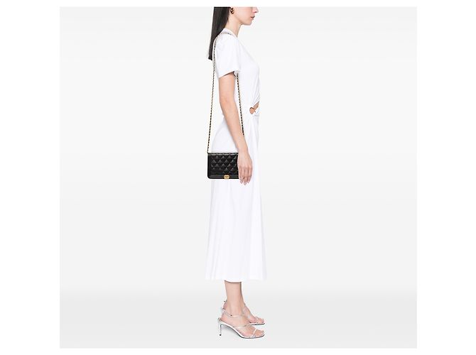 Portafoglio Chanel Boy in caviar trapuntato nero con catena - vista 7