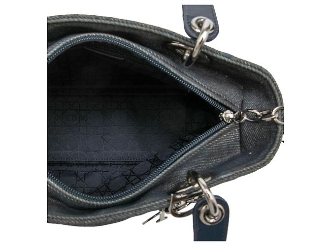 Lady Dior in blauem Cannage-Denim, Größe Medium Marineblau - Ansicht 4
