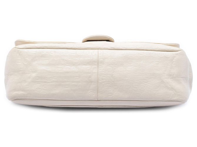 Chanel White Maxi Embossed Calfskin 31 Rue Cambon Reissue 2.55 Double Flap Bianco Bianco sporco - vista 3