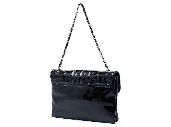 Chanel Black Chocolate Bar Patent Digital Flap Nero - vista 2