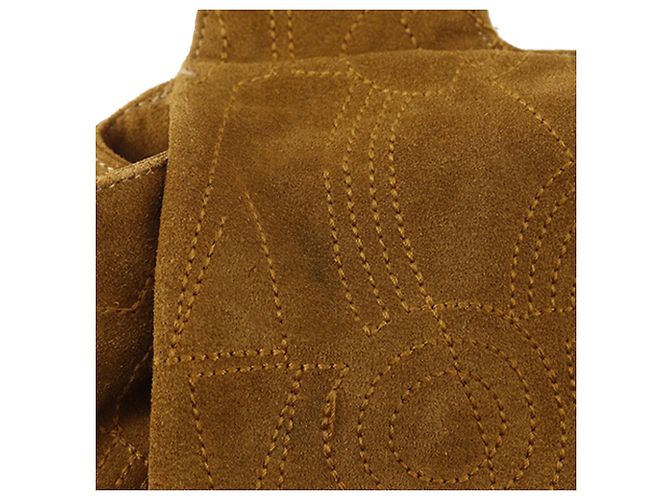 Salvatore Ferragamo Borsa a tracolla Ferragamo in scamosciato marrone con cuciture e nappe - vista 10