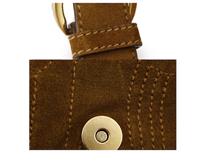 Salvatore Ferragamo Borsa a tracolla Ferragamo in scamosciato marrone con cuciture e nappe - vista 17