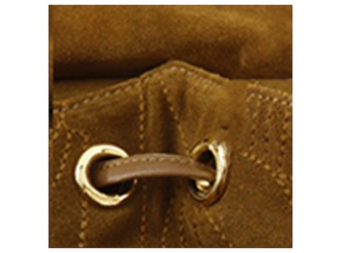 Salvatore Ferragamo Borsa a tracolla Ferragamo in scamosciato marrone con cuciture e nappe - vista 21