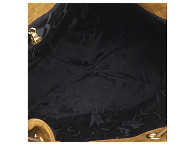 Salvatore Ferragamo Borsa a tracolla Ferragamo in scamosciato marrone con cuciture e nappe - vista 4
