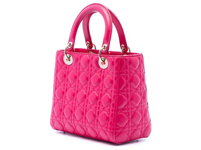 Lady Dior in agnello cannage rosa, misura Medium - vista 2