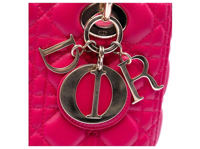 Lady Dior in agnello cannage rosa, misura Medium - vista 5