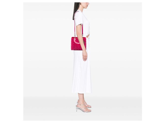 Lady Dior in agnello cannage rosa, misura Medium - vista 6