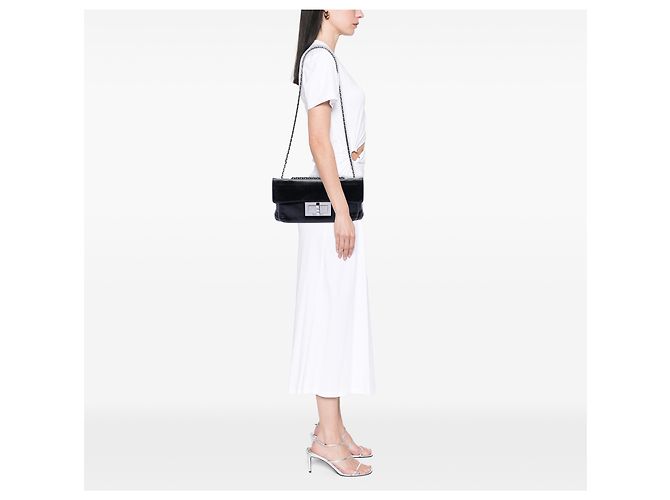 Chanel Black Lambskin Giant Mademoiselle Turnlock Flap Nero - vista 6