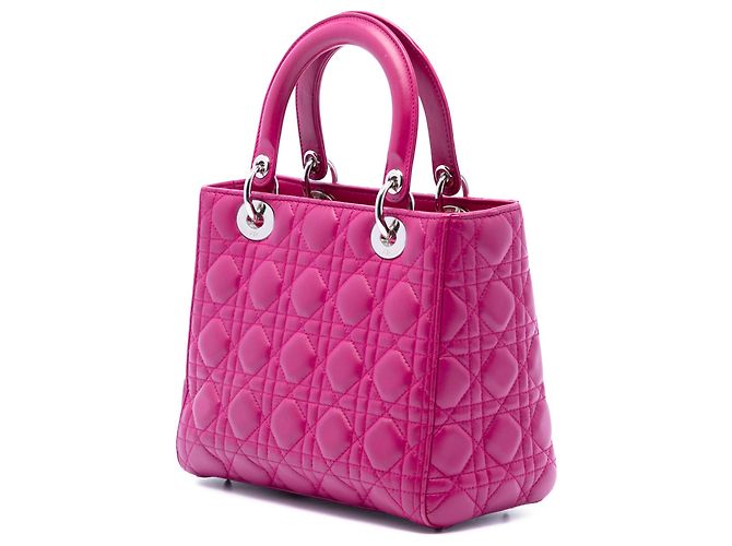 Lady Dior in agnello cannage rosa, misura Medium - vista 2
