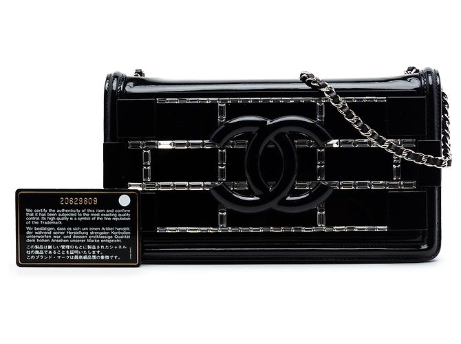 Chanel Boy Brick Horizontal Flap in vernice nera e impreziosita da cristalli acrilici Nero - vista 7