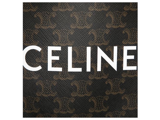 Céline Celine Brown Mini Triomphe Coated Canvas Vertical Cabas Satchel Marrone Marrone scuro - vista 5