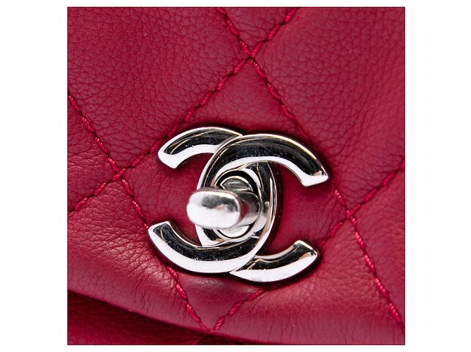 Chanel Red Quilted Calfskin CC Curvy Flap Rosso - vista 5