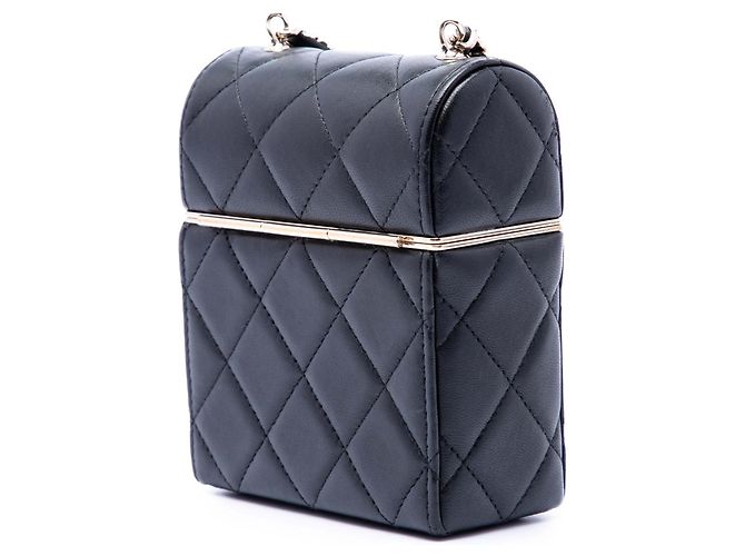 Chanel Black Small Quilted Lambskin Box With Chain Nero - vista 2