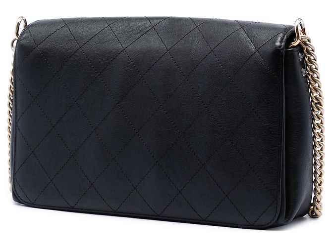 Chanel Black Medium Quilted Calfskin Straight Lined Flap Nero - vista 2