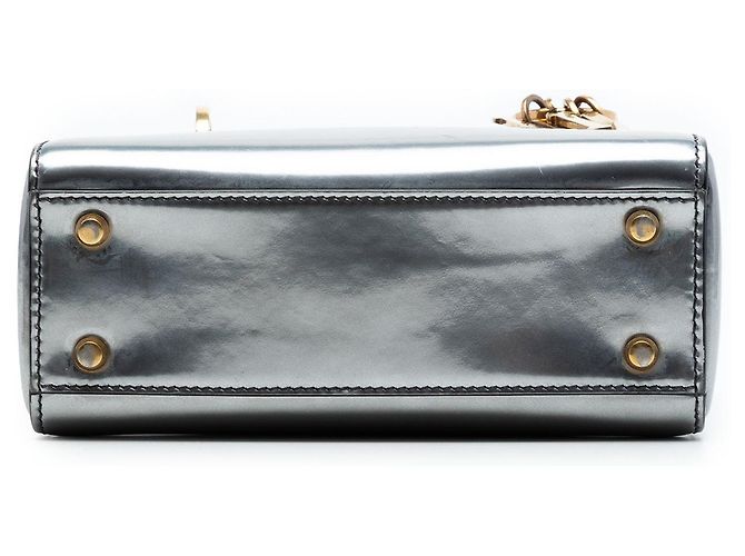 Lady Dior Mini in vernice metallizzata argento Dior - vista 3