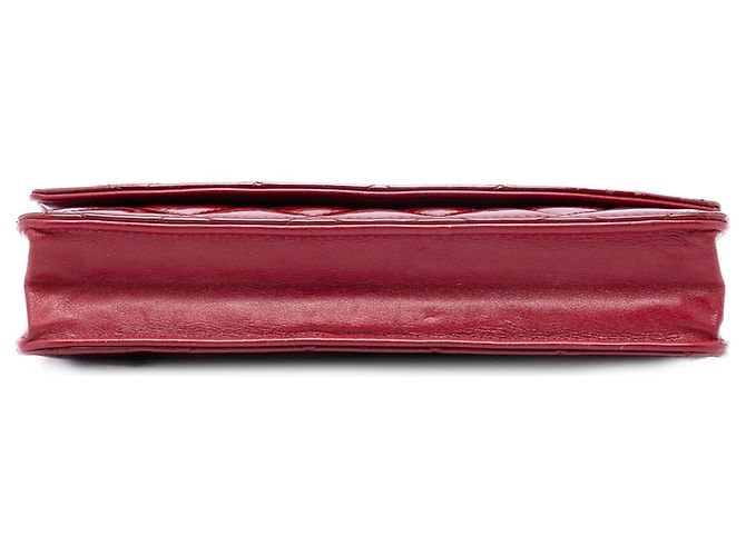 Wallet On Chain Portafoglio con catena Chanel Red CC trapuntato in vernice Brilliant Rosso - vista 3