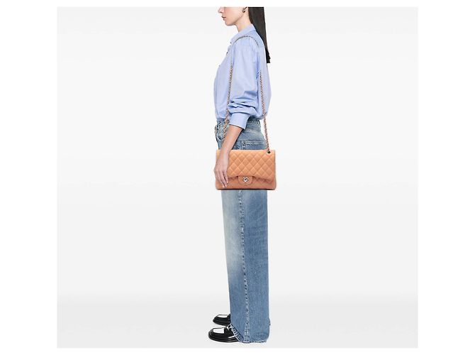 Chanel Brown Jumbo Classic Caviar Double Flap Marrone Marrone chiaro - vista 5