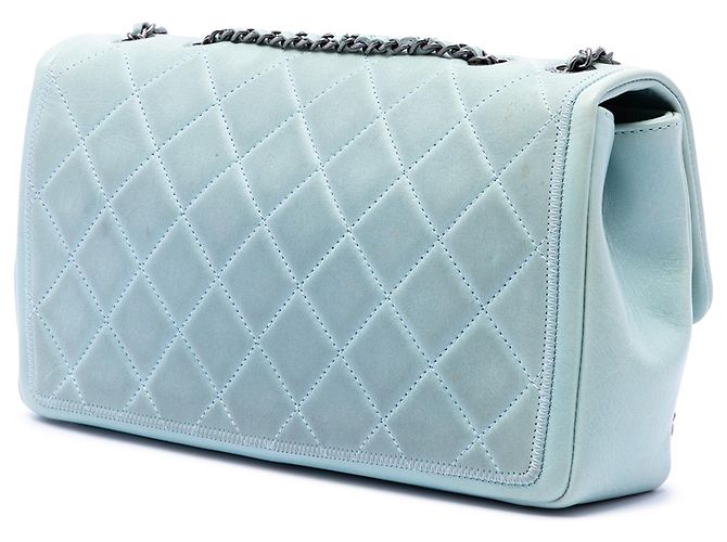 Chanel Blue CC trapuntato in pelle di vitello Single Flap Blu chiaro - vista 2