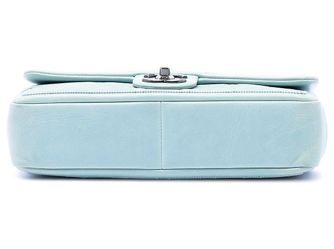 Chanel Blue CC trapuntato in pelle di vitello Single Flap Blu chiaro - vista 3