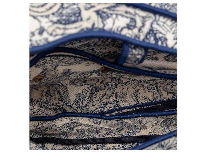 Borsa Saddle in tela Toile de Jouy ricamata blu Dior Blu navy - vista 4