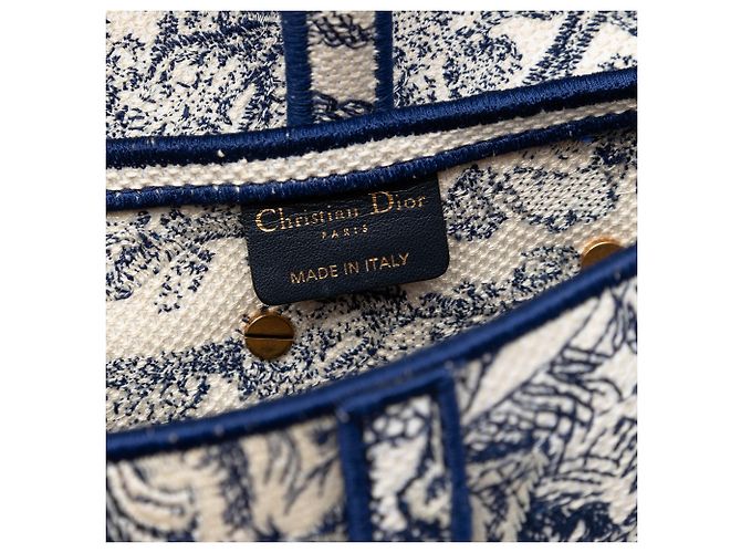 Borsa Saddle in tela Toile de Jouy ricamata blu Dior Blu navy - vista 5