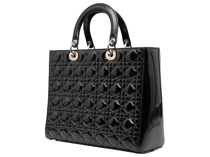 Dior Black Large Patent Cannage Lady Dior Nero - vista 2
