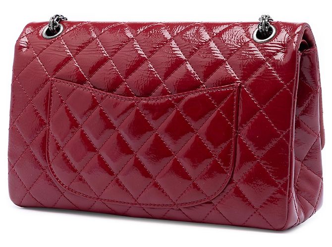 Chanel Red Quilted Crinkled Patent Reissue 2.55 Double Flap 226 Rosso - vista 2