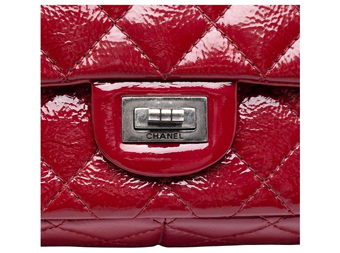 Chanel Red Quilted Crinkled Patent Reissue 2.55 Double Flap 226 Rosso - vista 5