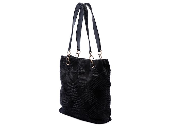 Tote Chanel Black CC Suede Wild Stitch Nero - vista 2