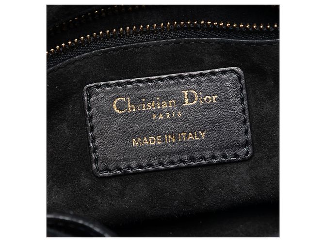 Dior Lady Dior Mini in agnello nero cannage con borchie - vista 5