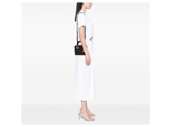 Dior Lady Dior Mini in agnello nero cannage con borchie - vista 6