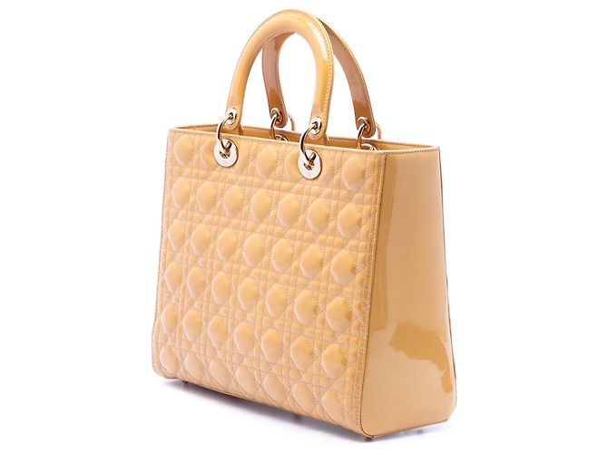 Lady Dior en charol cannage amarillo, tamaño Large - vista 2