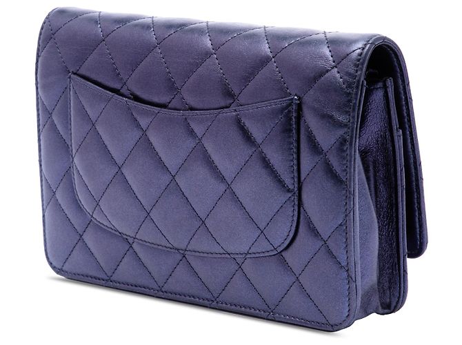 Wallet On Chain Portafoglio con catena Chanel Blue Quilted Shiny Aged Calfskin Reissue 2.55 - vista 2