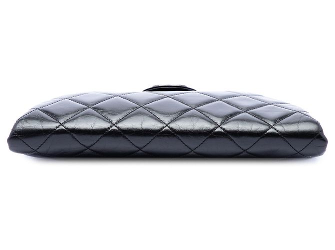 Clutch Chanel Black Quilted Glazed Calfskin Coco Pleats Chain Nero - vista 3