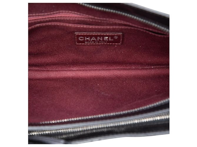 Clutch Chanel Black Quilted Glazed Calfskin Coco Pleats Chain Nero - vista 4