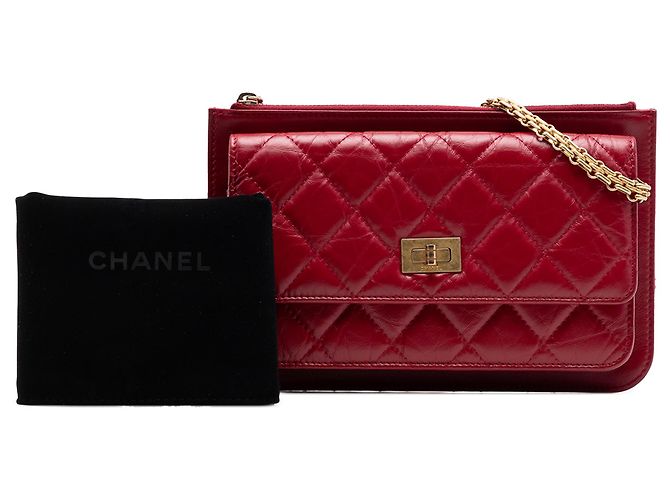 Wallet On Chain Portafoglio con catena Chanel Red Quilted Aged Calfskin Reissue 2.55 Rosso - vista 7