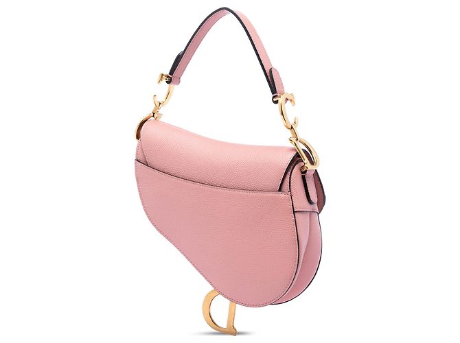 Borsa Saddle Mini in pelle di vitello granulata rosa Dior - vista 2