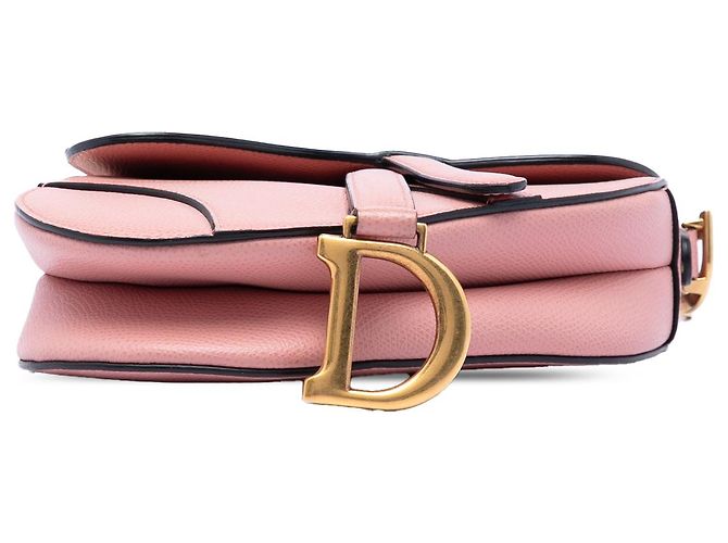 Borsa Saddle Mini in pelle di vitello granulata rosa Dior - vista 3