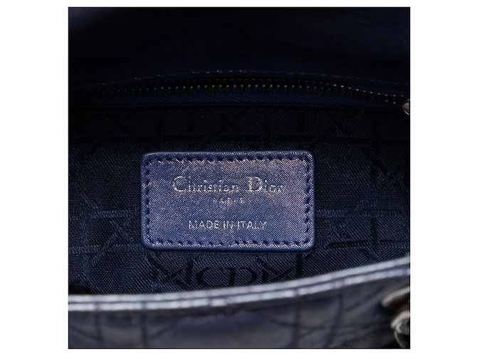 Lady Dior Cannage in agnello iridescente blu mini Blu scuro - vista 5