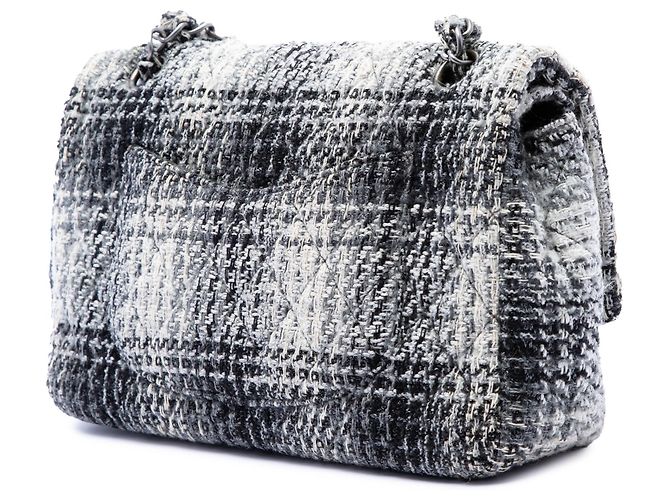 Chanel Black Medium Classic Quilted Tweed Double Flap Nero - vista 2