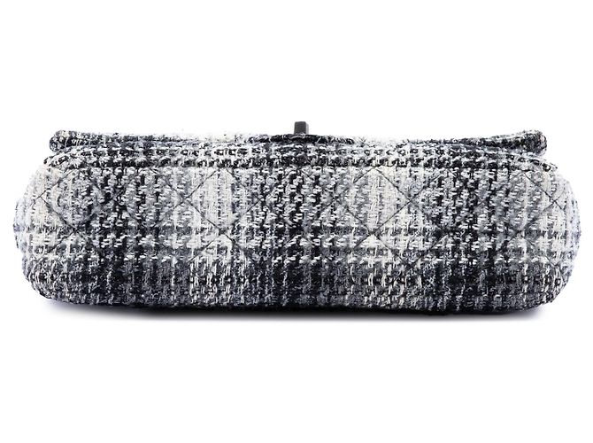 Chanel Black Medium Classic Quilted Tweed Double Flap Nero - vista 3