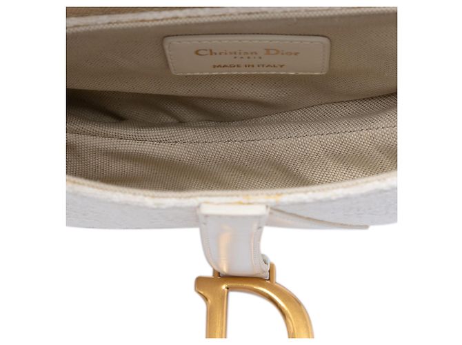 Borsa Saddle in tela ricamata Oblique bianca mini di Dior Bianco - vista 4