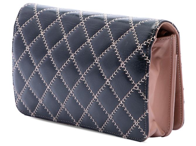Cartera con cadena Chanel Black Stitched CC Quilted Calfskin Wallet on Chain Negro - vista 2