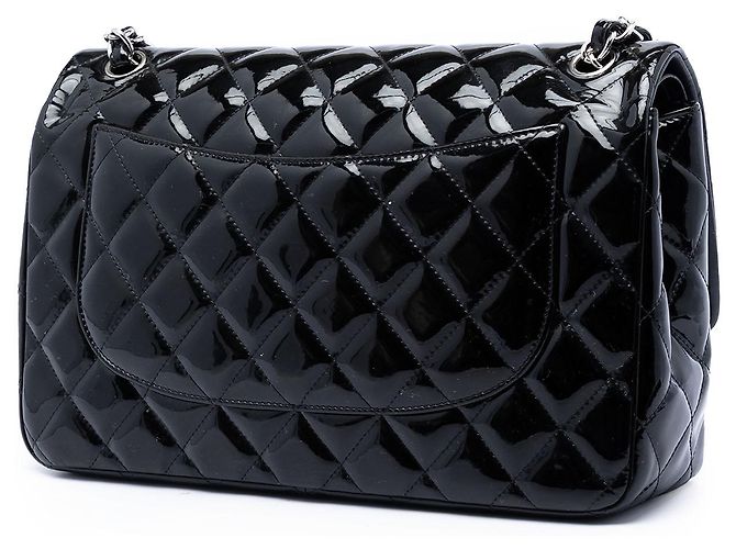 Chanel Black Jumbo Classic Patent Double Flap Nero - vista 2