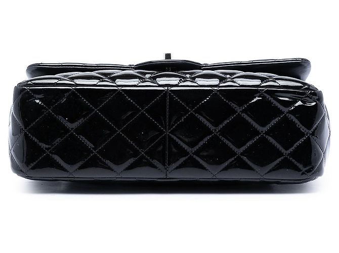 Chanel Black Jumbo Classic Patent Double Flap Nero - vista 3