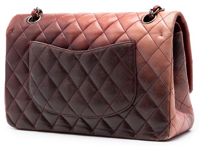 Chanel Orange Medium Classic Lambskin Ombre Double Flap Arancione Pesca - vista 2