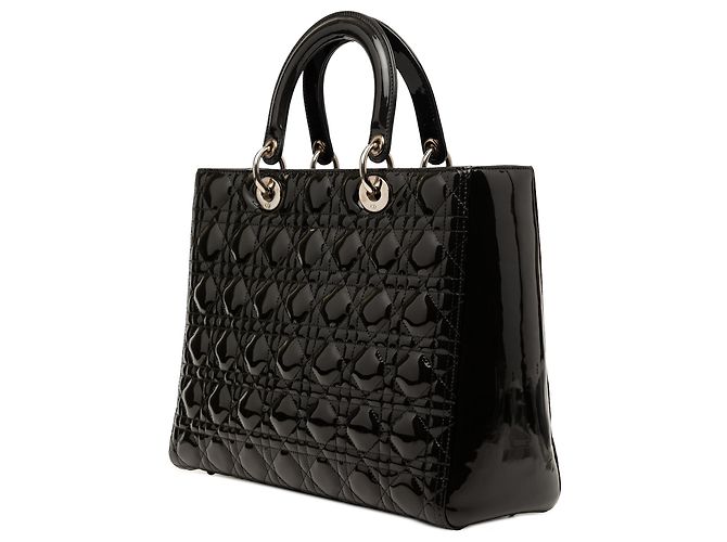 Dior Black Large Patent Cannage Lady Dior Nero - vista 2