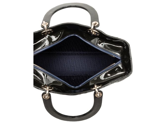 Dior Black Large Patent Cannage Lady Dior Nero - vista 4